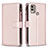 Funda de Cuero Cartera con Soporte Carcasa B16F para Nokia C22 Oro Rosa