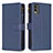 Funda de Cuero Cartera con Soporte Carcasa B16F para Nokia C32 Azul