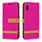 Funda de Cuero Cartera con Soporte Carcasa B16F para Samsung Galaxy A10e Rosa Roja