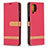 Funda de Cuero Cartera con Soporte Carcasa B16F para Samsung Galaxy A12 5G Rojo