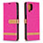 Funda de Cuero Cartera con Soporte Carcasa B16F para Samsung Galaxy A12 Nacho Rosa Roja