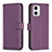 Funda de Cuero Cartera con Soporte Carcasa B17F para Motorola Moto G73 5G Morado