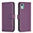 Funda de Cuero Cartera con Soporte Carcasa B17F para Nokia C12 Morado