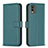 Funda de Cuero Cartera con Soporte Carcasa B17F para Nokia C32 Verde