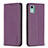 Funda de Cuero Cartera con Soporte Carcasa B23F para Nokia C12 Morado