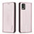 Funda de Cuero Cartera con Soporte Carcasa B23F para Nokia C32 Oro Rosa