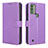 Funda de Cuero Cartera con Soporte Carcasa BY1 para Wiko Voix Morado