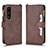 Funda de Cuero Cartera con Soporte Carcasa BY2 para Sony Xperia 1 III Marron