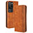 Funda de Cuero Cartera con Soporte Carcasa BY4 para Huawei P60 Marron