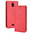 Funda de Cuero Cartera con Soporte Carcasa BY4 para Nokia C100 Rojo