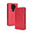 Funda de Cuero Cartera con Soporte Carcasa BY4 para Sharp Aquos Sense4 Plus Rojo