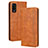 Funda de Cuero Cartera con Soporte Carcasa BY4 para Wiko Power U20 Marron