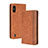 Funda de Cuero Cartera con Soporte Carcasa BY4 para Wiko Y81 Marron