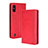 Funda de Cuero Cartera con Soporte Carcasa BY4 para Wiko Y81 Rojo