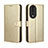 Funda de Cuero Cartera con Soporte Carcasa BY5 para Huawei Honor 80 5G Oro