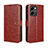 Funda de Cuero Cartera con Soporte Carcasa BY5 para Huawei Honor 80 SE 5G Marron