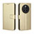 Funda de Cuero Cartera con Soporte Carcasa BY5 para Huawei Mate 50 Oro