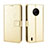 Funda de Cuero Cartera con Soporte Carcasa BY5 para Nokia C200 Oro