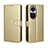 Funda de Cuero Cartera con Soporte Carcasa BY5 para Oppo Reno10 Pro 5G Oro