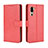 Funda de Cuero Cartera con Soporte Carcasa BY5 para Sharp Simple Sumaho 5 Rojo