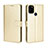 Funda de Cuero Cartera con Soporte Carcasa BY5 para Wiko View5 Oro