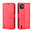 Funda de Cuero Cartera con Soporte Carcasa BY5 para Wiko Y82 Rojo