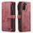 Funda de Cuero Cartera con Soporte Carcasa C01S para Samsung Galaxy S21 5G Rojo