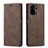 Funda de Cuero Cartera con Soporte Carcasa C01S para Xiaomi Poco M5S Marron