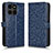 Funda de Cuero Cartera con Soporte Carcasa C01X para Huawei Honor X6a Azul