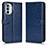 Funda de Cuero Cartera con Soporte Carcasa C01X para Motorola Moto Edge (2022) 5G Azul