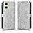 Funda de Cuero Cartera con Soporte Carcasa C01X para Motorola Moto G54 5G Plata