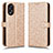 Funda de Cuero Cartera con Soporte Carcasa C01X para Oppo A58 4G Oro