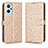 Funda de Cuero Cartera con Soporte Carcasa C01X para Oppo A96 4G Oro