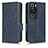 Funda de Cuero Cartera con Soporte Carcasa C02X para Huawei P60 Azul