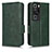 Funda de Cuero Cartera con Soporte Carcasa C02X para Huawei P60 Pro Verde