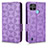 Funda de Cuero Cartera con Soporte Carcasa C02X para Realme C21Y Morado