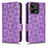 Funda de Cuero Cartera con Soporte Carcasa C02X para Realme C67 Morado