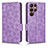 Funda de Cuero Cartera con Soporte Carcasa C02X para Samsung Galaxy S22 Ultra 5G Morado