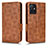 Funda de Cuero Cartera con Soporte Carcasa C02X para Vivo T1 5G India Marron