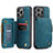 Funda de Cuero Cartera con Soporte Carcasa C03S para Apple iPhone 14 Pro Max Azul