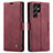 Funda de Cuero Cartera con Soporte Carcasa C03S para Samsung Galaxy S21 Ultra 5G Rojo Rosa