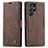 Funda de Cuero Cartera con Soporte Carcasa C03S para Samsung Galaxy S23 Ultra 5G Marron