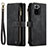 Funda de Cuero Cartera con Soporte Carcasa C03S para Xiaomi Poco M5S Negro