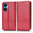 Funda de Cuero Cartera con Soporte Carcasa C03X para Huawei Honor X7 Rojo