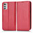 Funda de Cuero Cartera con Soporte Carcasa C03X para Motorola Moto E32 Rojo