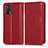 Funda de Cuero Cartera con Soporte Carcasa C03X para Oppo F19s Rojo