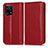 Funda de Cuero Cartera con Soporte Carcasa C03X para Oppo Find X5 5G Rojo