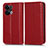 Funda de Cuero Cartera con Soporte Carcasa C03X para Oppo Reno9 Pro 5G Rojo