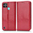 Funda de Cuero Cartera con Soporte Carcasa C03X para Realme C21Y Rojo