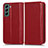 Funda de Cuero Cartera con Soporte Carcasa C03X para Samsung Galaxy S22 Plus 5G Rojo